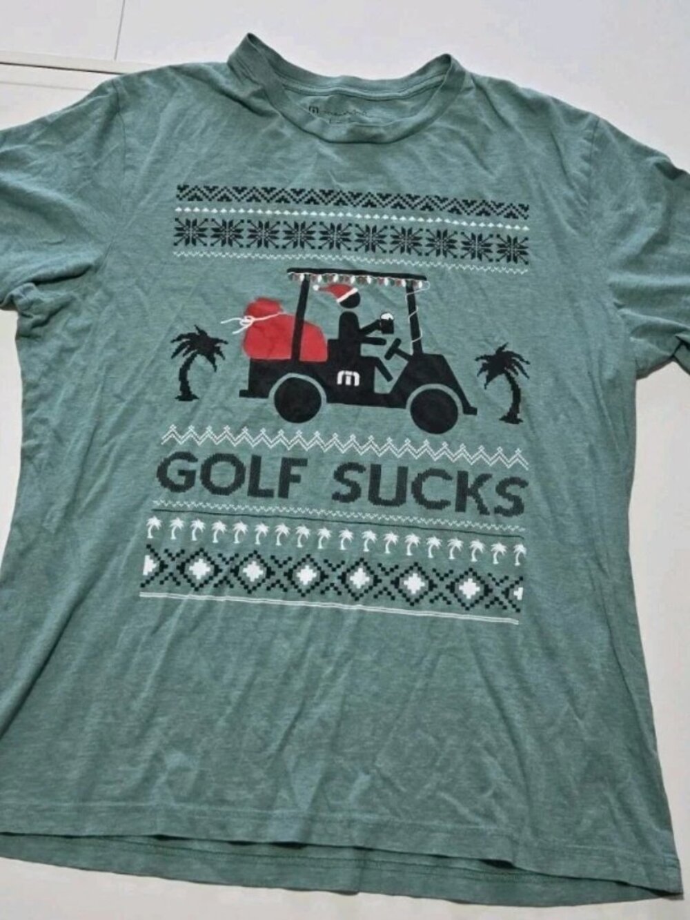 TravisMathew Golf Sucks Santa Christmas T-Shirt Men's L